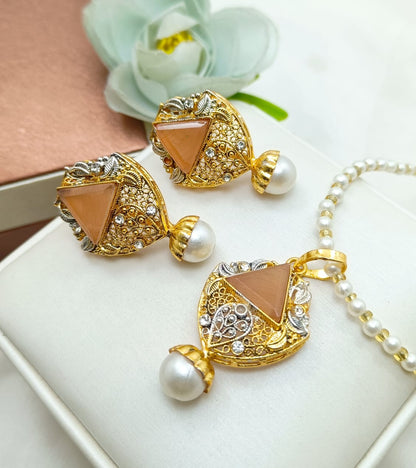 Zircon Pearl Pendant Set