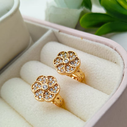 Floral Gold Plated Zircon Earrings