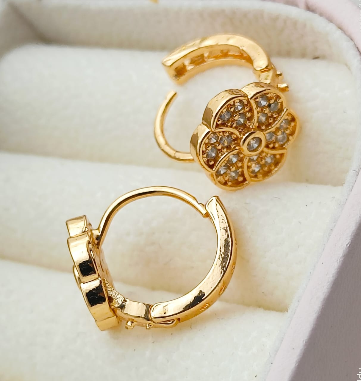 Floral Gold Plated Zircon Earrings