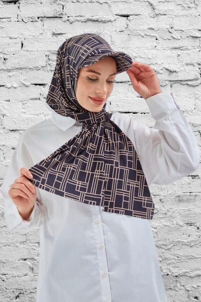 Turkish Imported Hijab with Attached Sporty Sun Cap and Underneath Cap