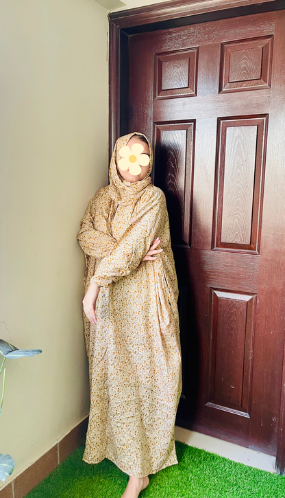 Full Length Namaz Chadar with Attached Scarf and Side Pockets