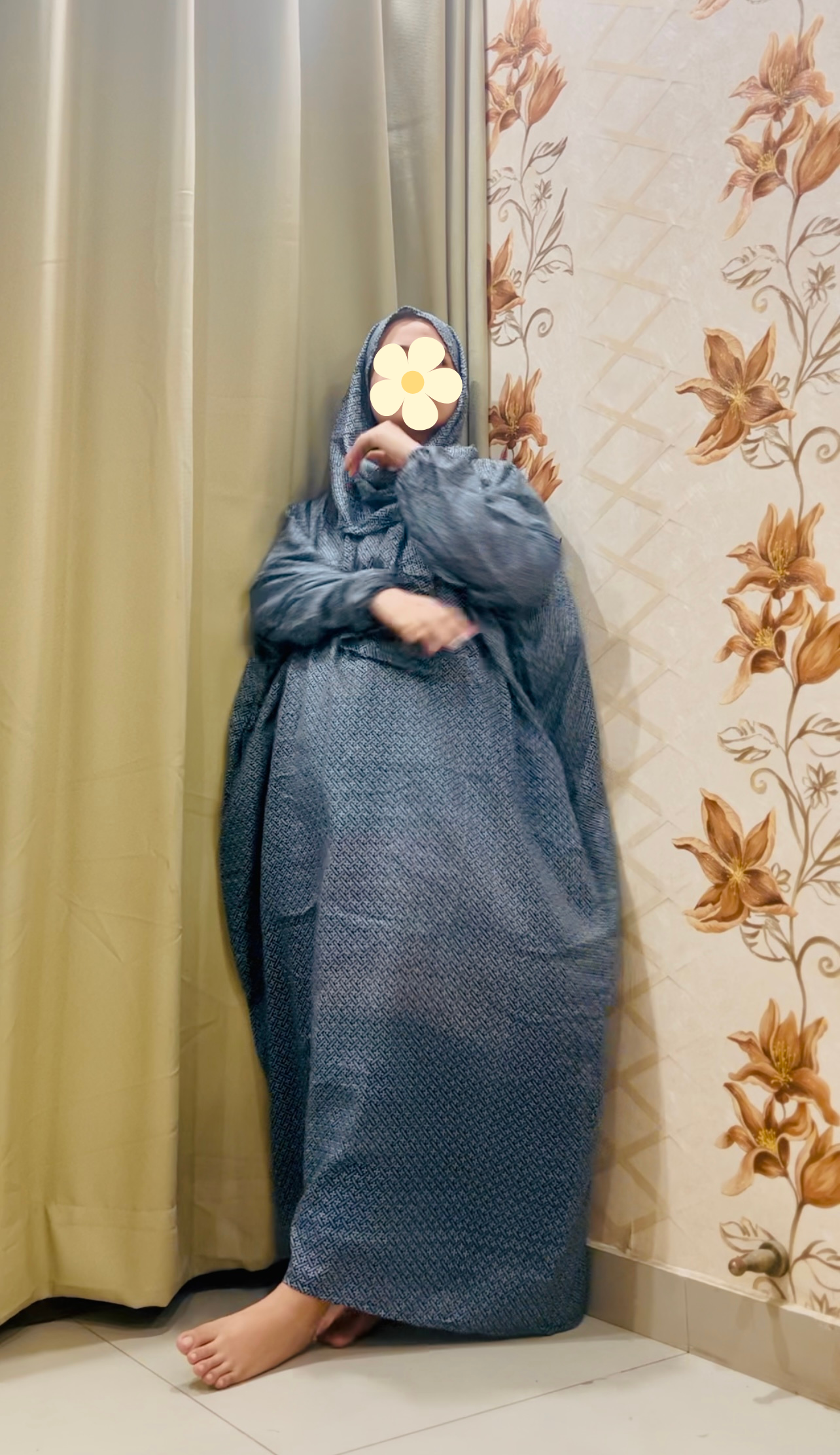 Full Length Namaz Chadar with Attached Scarf and Side Pockets