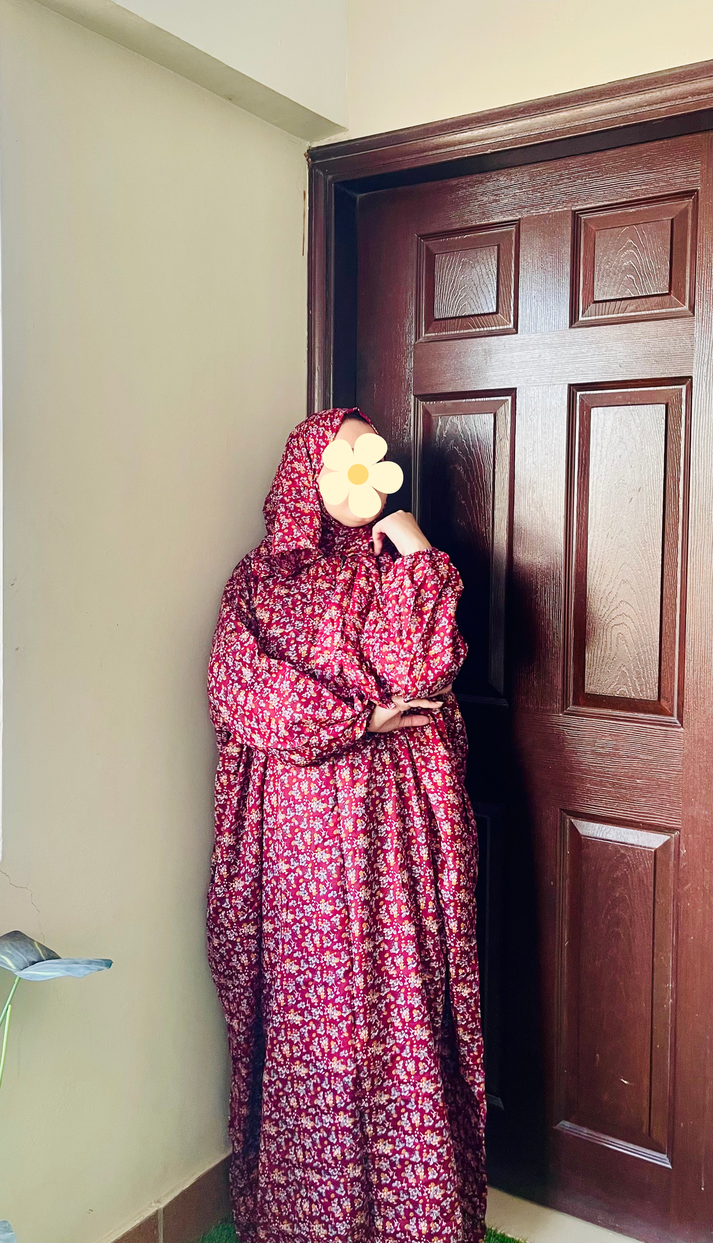 Full Length Namaz Chadar with Attached Scarf and Side Pockets