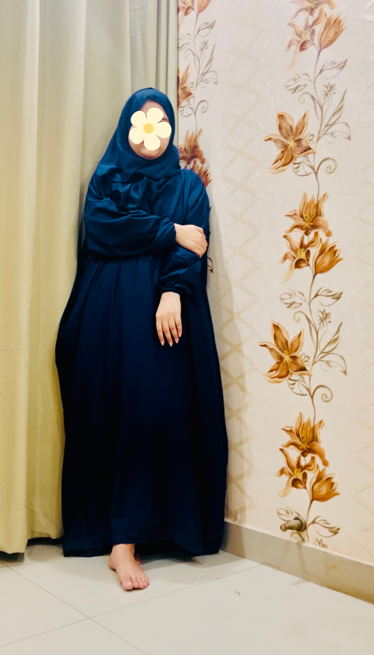 Full Length Namaz Chadar with Attached Scarf and Side Pockets