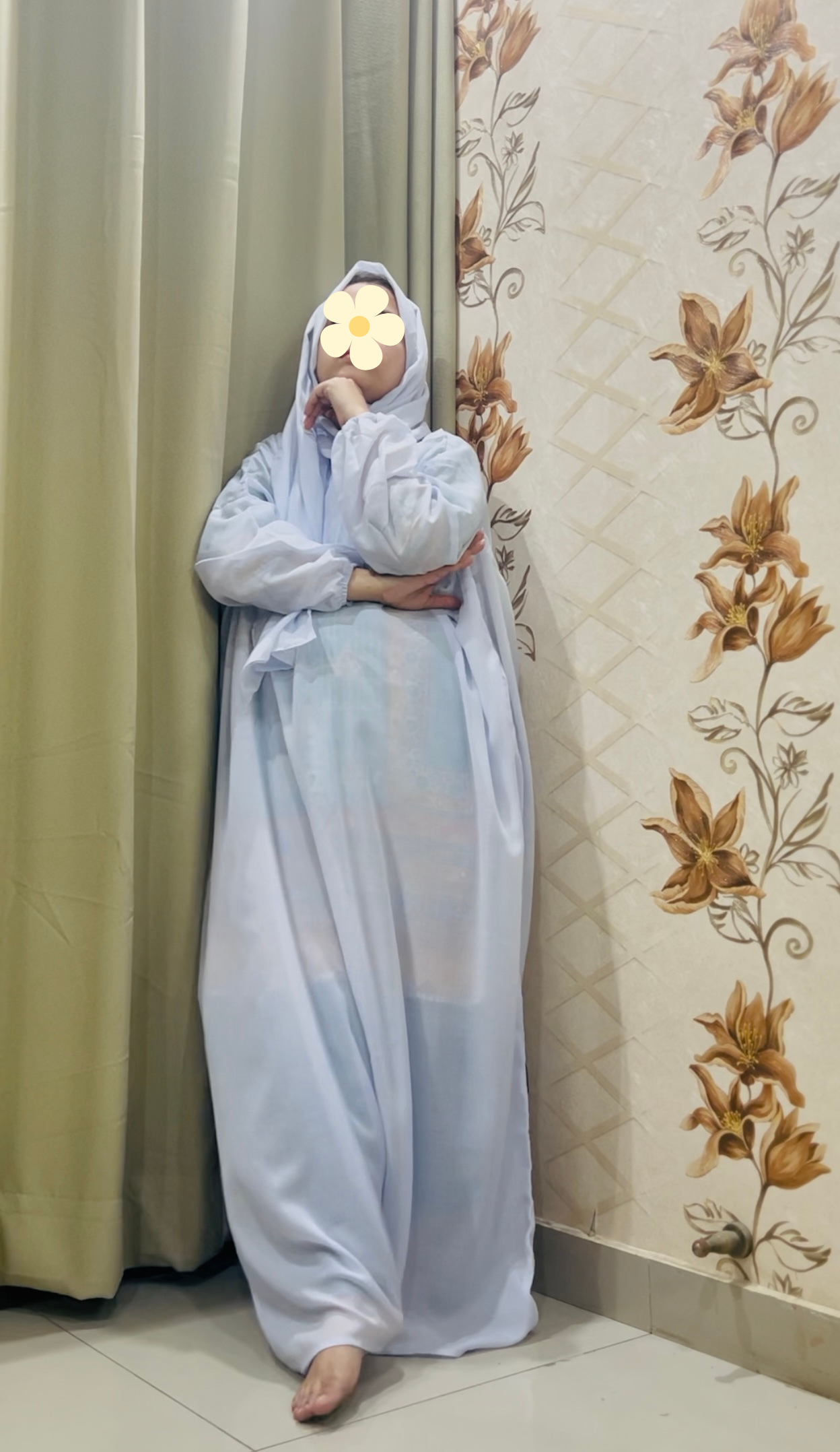 Full Length Namaz Chadar with Attached Scarf and Side Pockets