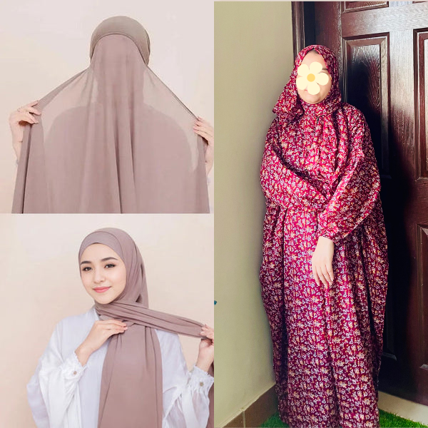 2 in 1 Chiffon Instant Hijab (with attached cap)